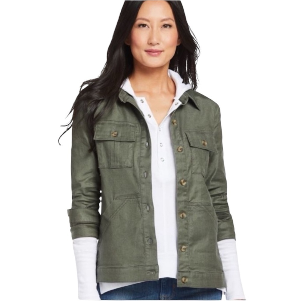 Level 99 | Women’s Gina Utility Jacket Olive Green Linen Blend Size Large